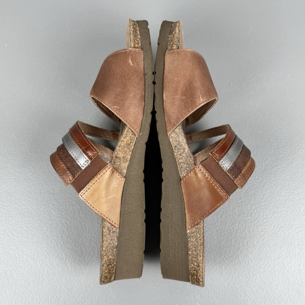 Naot Sandals Shoes Women 41 US 10 Brown Peyton Leather Wedge Strappy Slip On - Picture 5 of 9